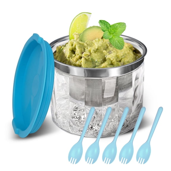 Innovative Life Ice Chilled Dip Bowl,1Pack,Cold Serving Dish for Hummus, Salsa for any Party or Gathering, Clear