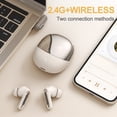 thumbnail image 2 of Yajisi Wireless Gaming Earbuds Low Latency 2.4GHz Bluetooth Dual Mode Earphones with ENC Mic USB-C Dongle for Phone Tablet Laptop Steam Deck PC VR PlayStation 5 4 Meta Quest 3, White, 2 of 9