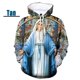 thumbnail image 3 of Sudadera con capucha gráfica de Virgen María ama a todos para hombre, sudaderas informales de gran tamaño personalizadas con estampado 3D, sudaderas para hombres, 3 of 5