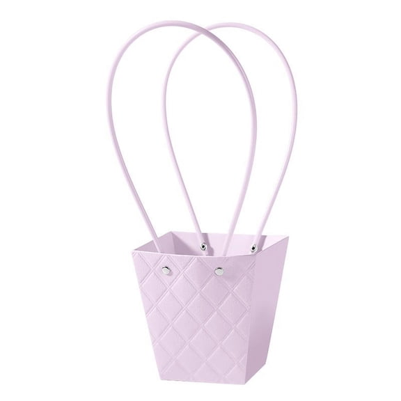 Namzi 5Pcs Mother's Day Flower Gift Bags Portable Bouquet Wrapping Paper Bag with Handle Waterproof Flower Boxes for Arrangement Florist Gift Wrap Bag 4.7*3*4.9inch(Purple)