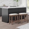thumbnail image 3 of Sophia & William 24" PU Leather Counter Height Bar Stool with Wood Leg-Set of 2-White, 3 of 5