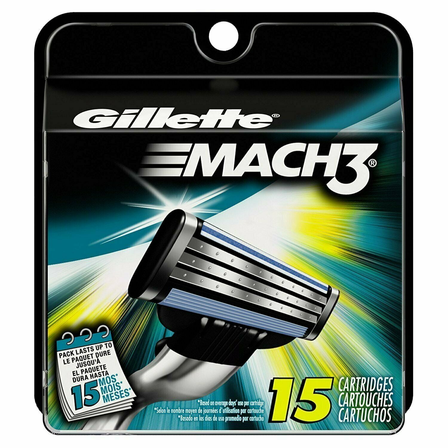 4 Pack - Gillette MACH3 Razor Blades 15 Each
