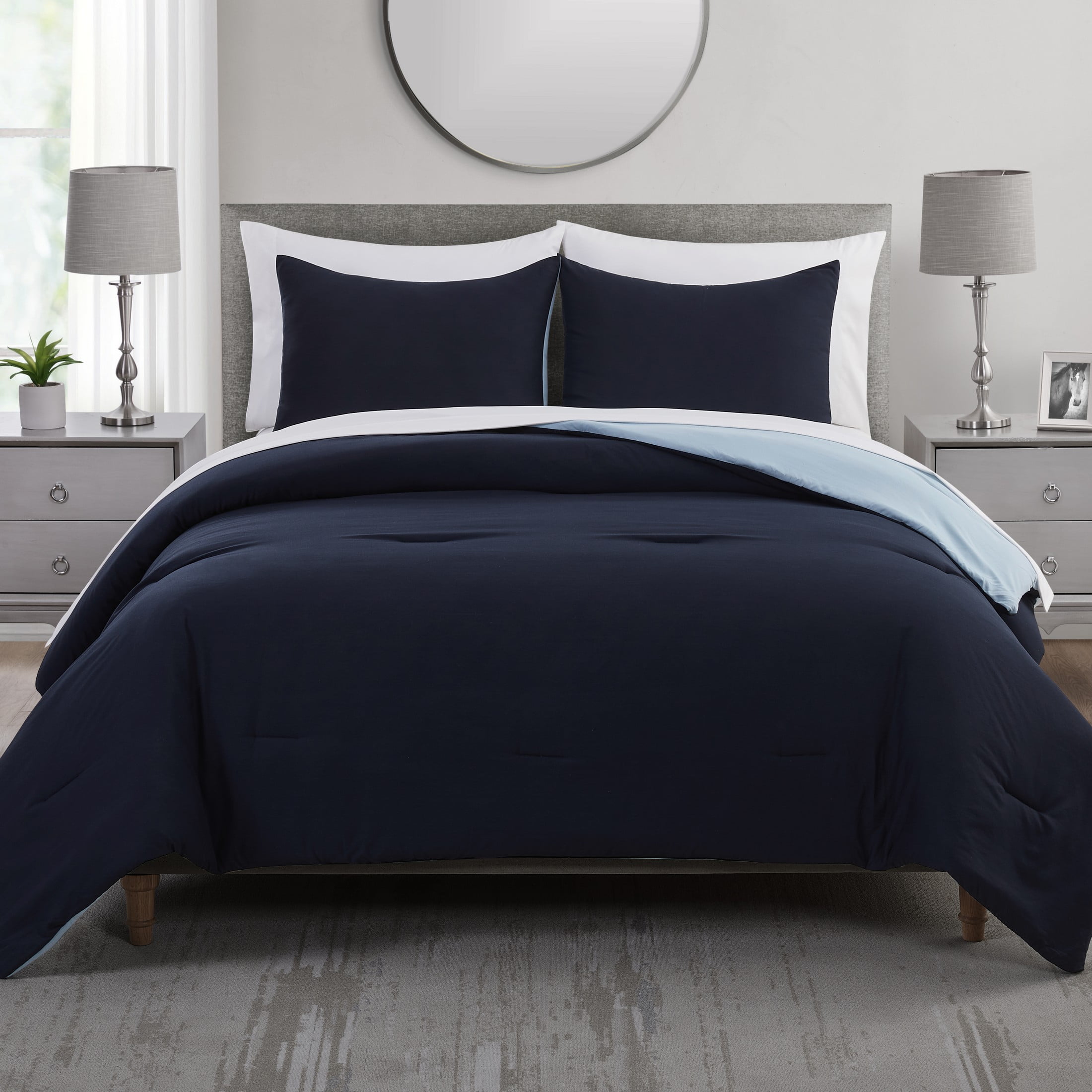 VCNY Home Blue Polyester Comforters, King, (3 Count)