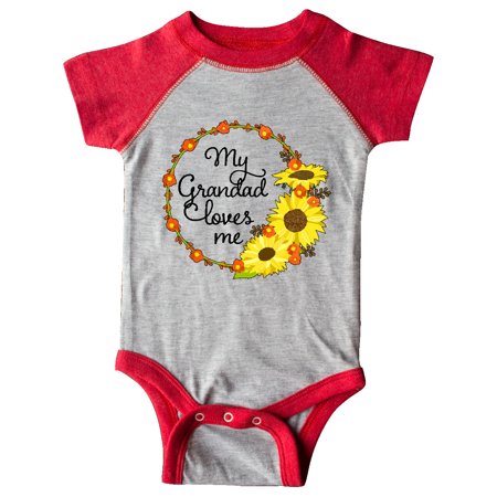 

Inktastic My Grandad Loves Me with Sunflower Wreath Gift Baby Boy or Baby Girl Bodysuit