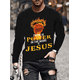 thumbnail image 3 of Camiseta vintage con estampado de letras cristianas de Jesús para hombre, manga larga, cuello redondo, camiseta estampada en 3D, ropa deportiva de gran tamaño para hombre, 3 of 5
