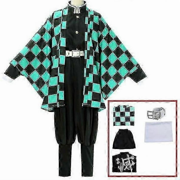 Demon Slayer Kimetsu No Yaiba Tanjirou Kamado Cosplay Costume Kimono Halloween Anime Uniform Set For Adult Kids