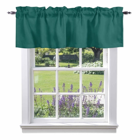 Aventurine Valances for Windows, Emerald Green Valance Window Treatment Rod Pocket Short Curtains Valances for Kitchen Bathroom 60"W x 14"L