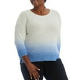 thumbnail image 3 of Adyson Parker Women's Plus 3/4 Sleeve Ombre Dip Dye Soft Cotton Blend Knit Sweater, 3 of 5