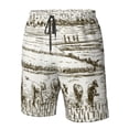 thumbnail image 5 of Disketp Men'S Swim Trunks Hawaiian Breathable Surf Beach Swimsuits Mesh Lining Beach Shorts With Pockets-Rice Harvest, 5 of 9