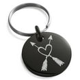 thumbnail image 1 of Stainless Steel Heart + Arrows Engraved Small Medallion Circle Charm Keychain Keyring, 1 of 1
