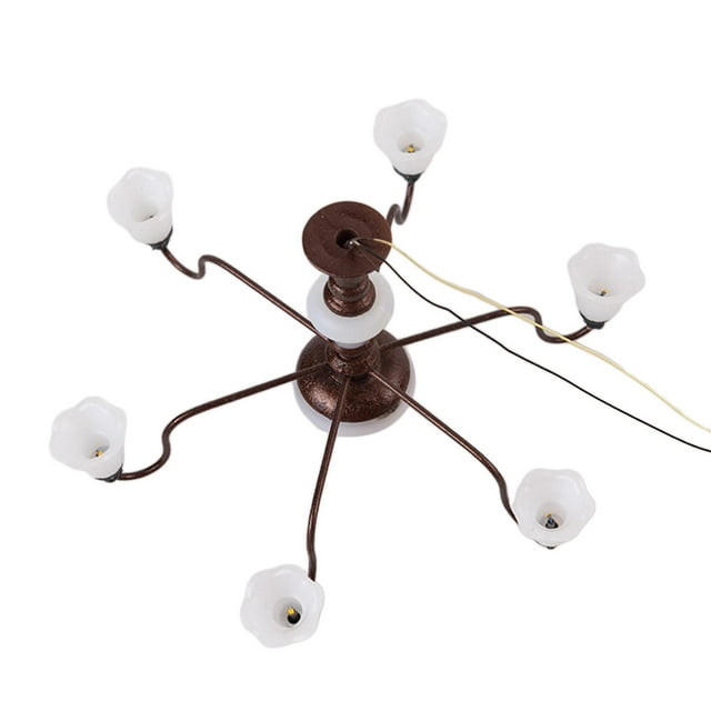Lámpara de techo LED en miniatura para casa de muñecas, modelos de lámpara de araña a escala 1:87 Bronce perfke Candelabros de casa de muñecas