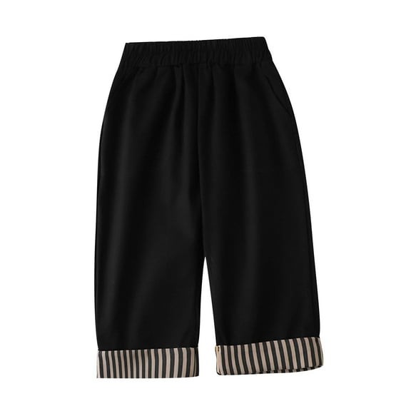 Qingpeng Toddler Boys Girl's Cotton Wide Leg Pants Kids Elastic Waist Casual Baggy Lounge Trousers