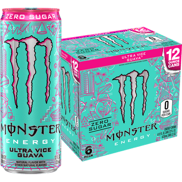 Monster Ultra Vice Guava, Sugar Free Energy Drink, 12 fl oz, 6 Pack