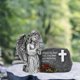 thumbnail image 1 of Estatua solar de ángel para jardín, decoración exterior, decoración de cementerio, figura de ángel para tumba, con luz para jardines. Plata, 1 of 8