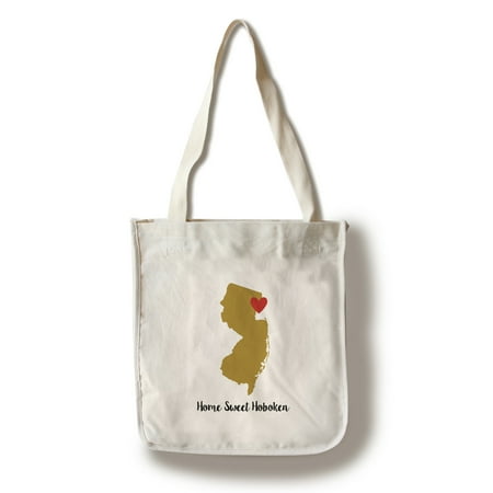 Home Sweet Home Two States Home Sweet Hoboken, New Jersey - State Outline & Heart (Gold & Red) - Lantern Press Artwork (100% Cotton Tote Bag - Reusable) ()