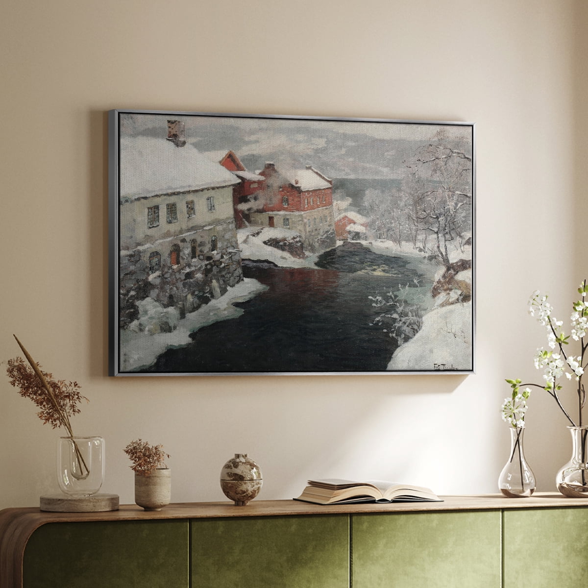Vintage Landscape-CCLXXXIV By Wexford Home Framed in Silver Wood Gallery Wrapped Canvas 17 in. x 25 in.