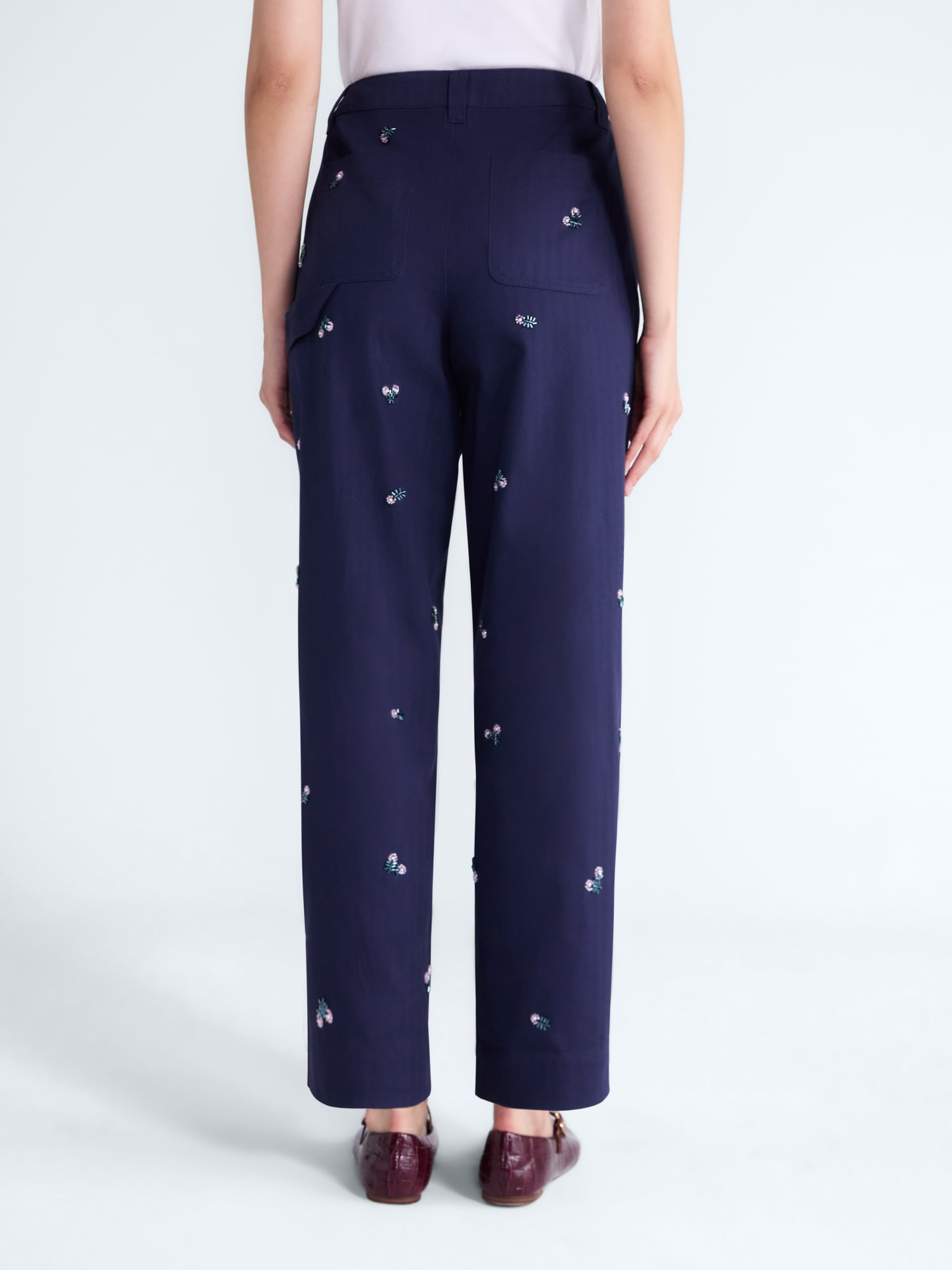 Free Assembly Women's Embellished Cotton Utility Pants, 30" Inseam, Sizes 0-20