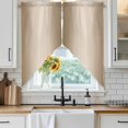 thumbnail image 4 of Beige Ombre Kitchen Window Curtains, Swag Curtains Valance for Bedroom Living Room Bathroom, Modern Gradient Abstract Art Rod Pocket Window Treatment Curtain Block Drapes 2 Panels 36"x63", 4 of 9