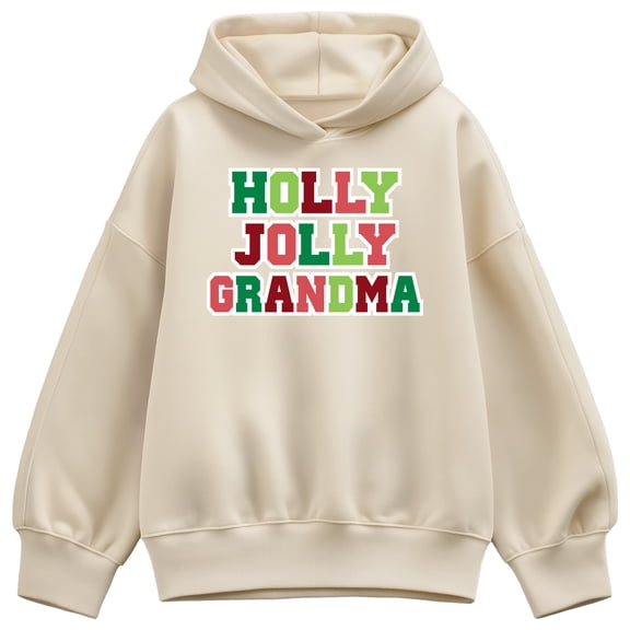 Instant Message - Holly Jolly Grandma - Ladies Oversized Fleece Hoodie Sweatshirt