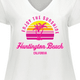 thumbnail image 4 of Inktastic Summer Enjoy the Sunshine Huntington Beach California Pink Women's Plus Size V-Neck T-Shirt, 4 of 5