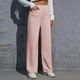 thumbnail image 2 of Pantalones de trabajo de cintura alta para mujer - Pantalones elásticos rectos de pierna ancha con botones y bolsillos, 2 of 5