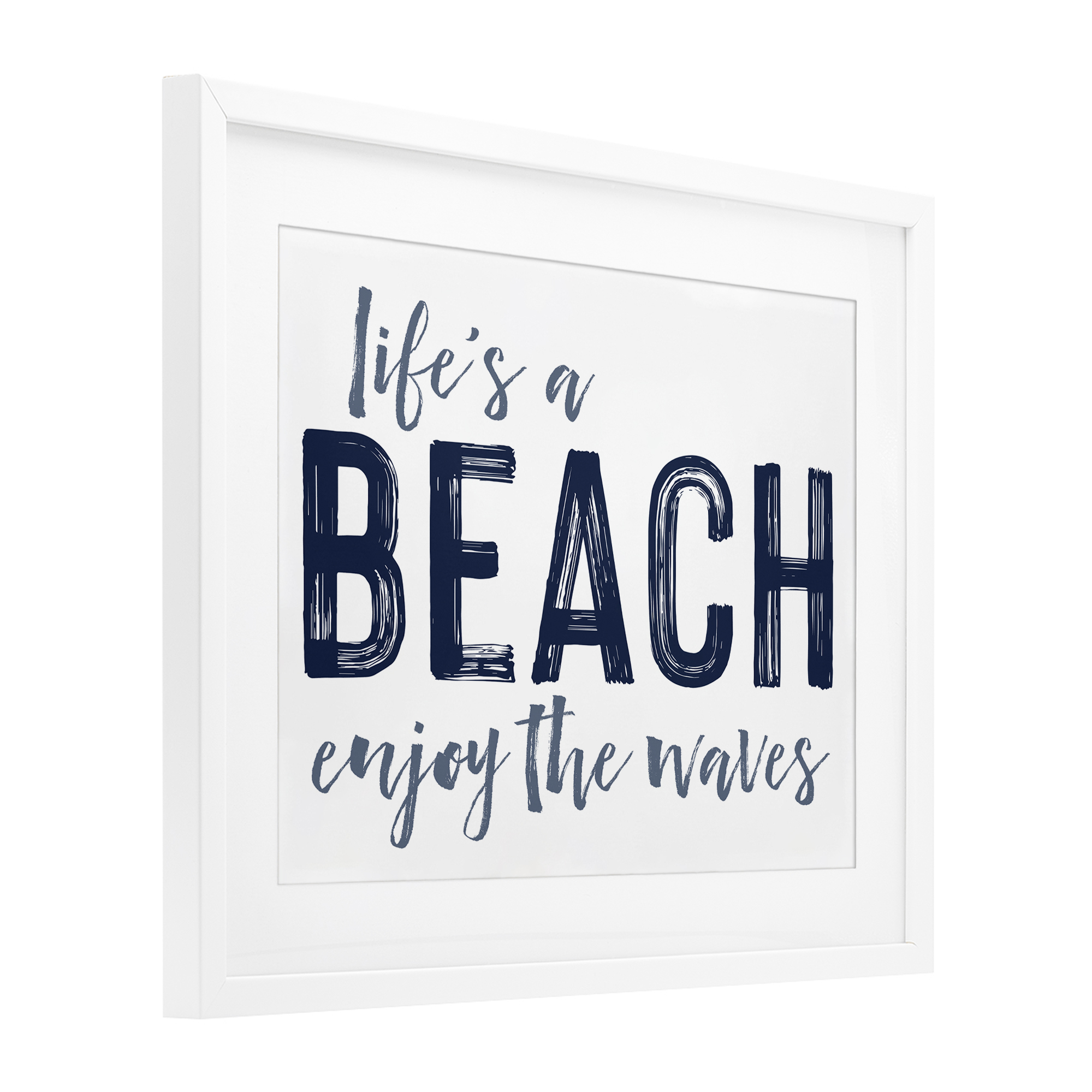 Summer Sentiment Enjoy Waves White Framed Print Under Glass, design by Lettered and Lined