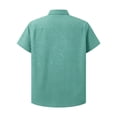 thumbnail image 5 of hlysgo Men's Stripe Shirts Regular Short Sleeve Dress Shirt Button Down Casual Summer Beach Travel Shirts Mint Green,S, 5 of 5