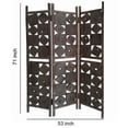 thumbnail image 5 of Contemporary 3 Panel Wooden Screen with Square Log Cut Inset, Brown - Saltoro Sherpi, 5 of 5