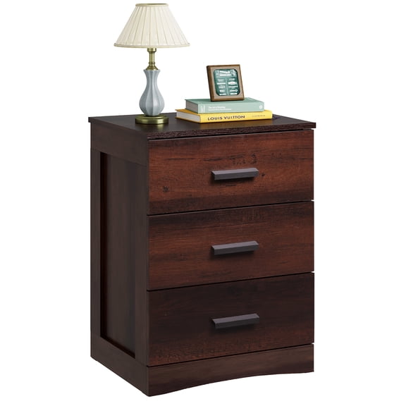 GALAXHERO Nightstand , Tall Night Stand with 3 Drawers, Bed Side Table End Table for Bedroom Living Room Dorm, Espresso