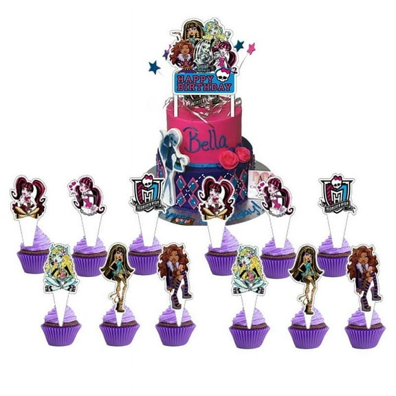 Monster High Cake Topper Cupcake Set Party Supplies Decoration Birthday Decor Kit