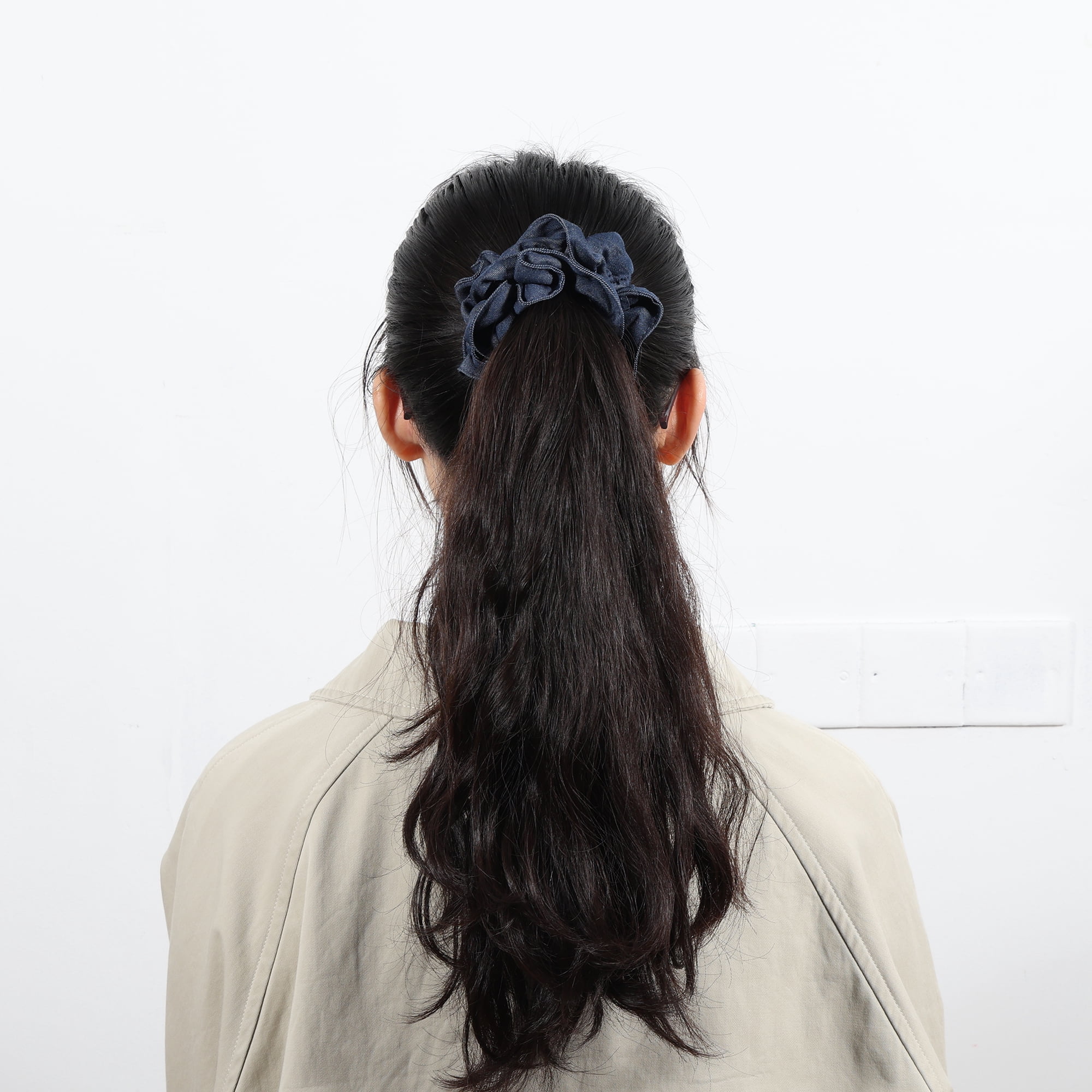 Unique Bargains Solid Denim Hair Ties Fashionable Daily Use Dark Blue Large