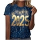 thumbnail image 1 of Camisetas Casuales de Mujer Año Nuevo Impreso Suéter de Manga Corta Cuello Redondo, Top de Moda para el Uso Diario, 1 of 4