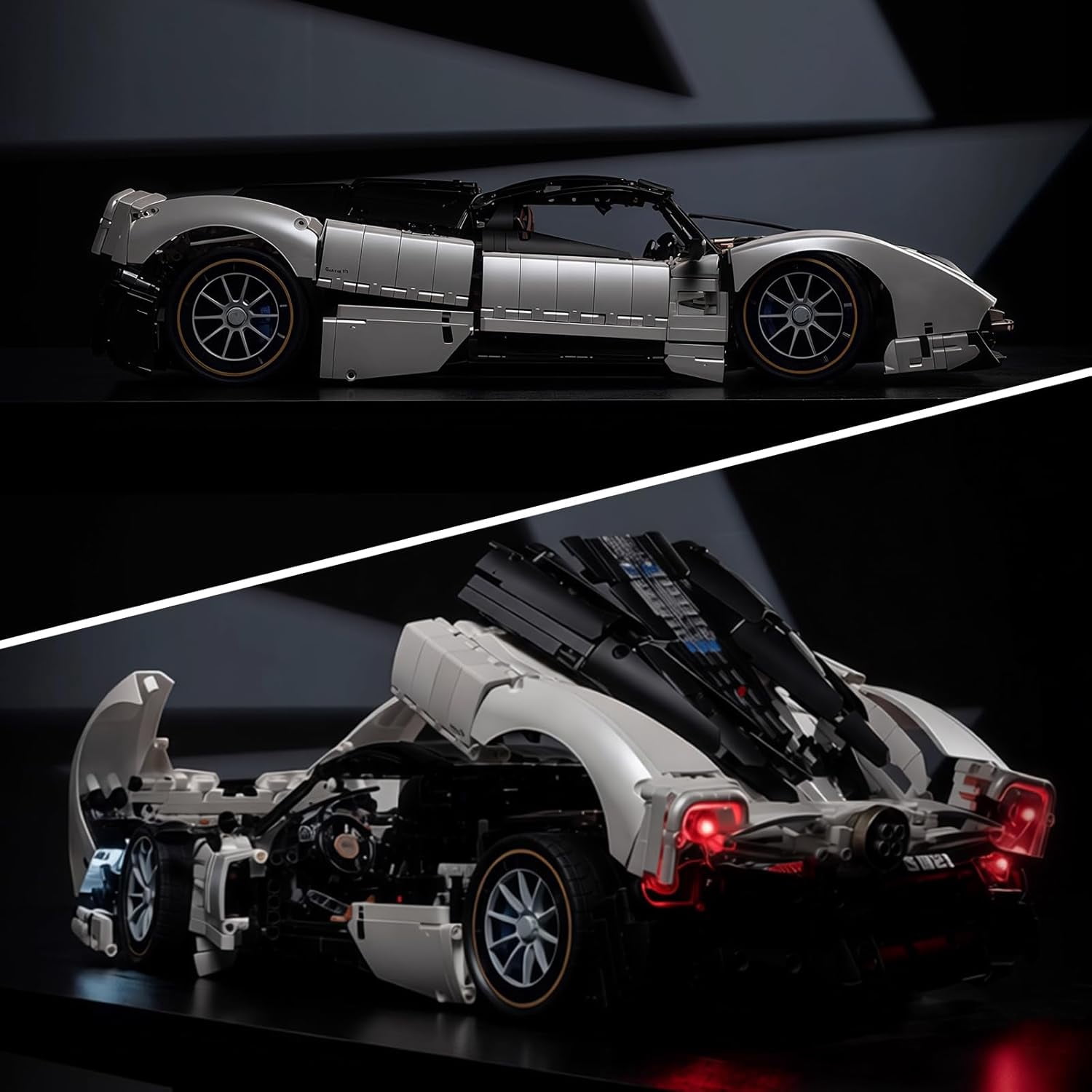 C10 Sports Car Building Set, 1:8 Scale Collectible Model Car Kits for Adults Racing Fans,with Realistic Features, LED Lights, Gift for Birthdays, Room Display (4688 PCS, A-JD118)