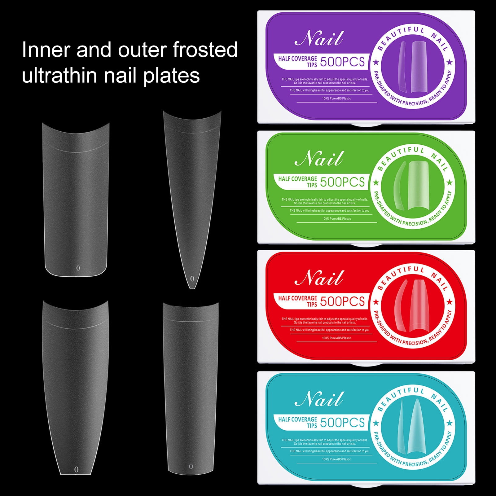 opvise 1 Box Fake Nails Flexible UltraThin Matte Finish Transparent