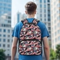 thumbnail image 3 of POLERO Vintage American Flag & Bald Eagle Pattern 17 Inch Backpack for Boys, Polyester Adjustable Straps Durable School Backpack for Work, 3 of 7