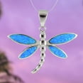 thumbnail image 2 of Stunning Hawaiian Large Blue Opal Dragonfly Necklace, Sterling Silver Opal Dragonfly Pendant N6147 Birthday Valentine Mom Gift, Statement PC, 2 of 10