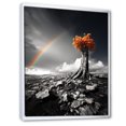 thumbnail image 2 of Designart "Grayscale Rainbow Arc Over an Orange Tree" Floral Floater Framed Canvas Print, 2 of 7