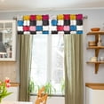 thumbnail image 3 of Yayeee Kitchen Valance Rod Pocket 54" x 18" Living Room Window Curtain, White Checkered Pattern, 3 of 6