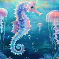 thumbnail image 6 of Orinice Seahorse Jellyfish Ocean Round Table Cover Stain Resistant Washable Indoor Outdoor Tablecloth Kitchen Dining Wedding Parties 100% Polyester Fiber 54-58, 6 of 8