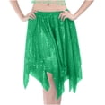 thumbnail image 3 of QATAINLAV Women's Belly Dance Skirts Bling Shiny Skirt Stretch Skirt Dance Costume High Waist Elastic Waist Party Skirts Green, 3 of 4