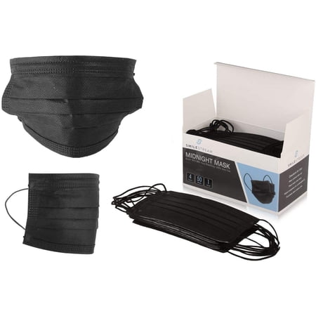 Disposable Face Mask Earloop Surgical Medical Dental Industrial 4-Ply EXTRA PROTECTION- 50 units - Black
