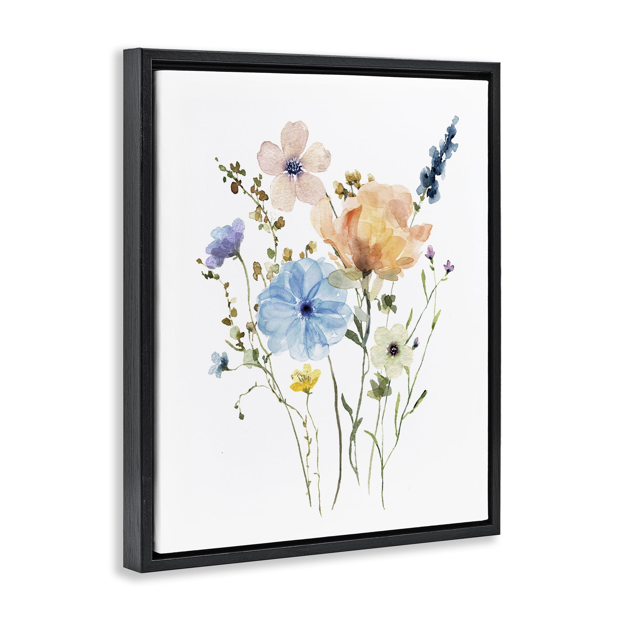Stupell Industries Wildflower Sprig Bundle Black Framed Floater Canvas Wall Art, design by Livi Finn