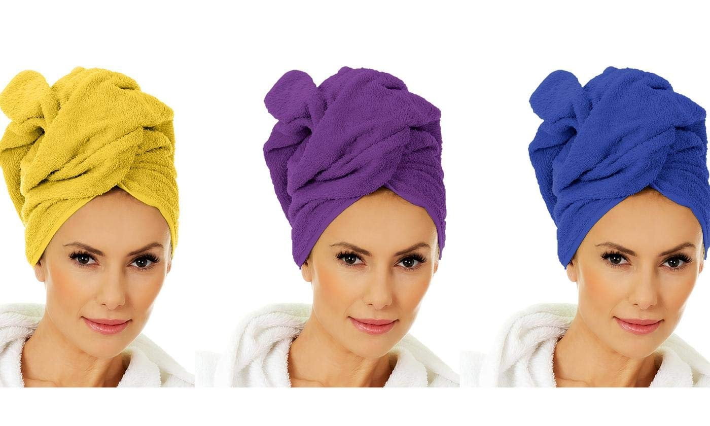 Towel Wrap Microfiber Head Turban For Women Set of 3 Quick Dry and