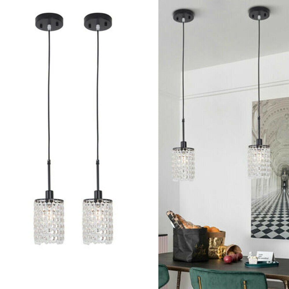 2 Pack Modern Pendant Light Fixture Chandelier Lighting Crystal Ceiling