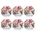 thumbnail image 2 of Pofeuu Bird and Floral Print Leather Coasters Set of 6, Round Cups Mugs Mat Pad for Home Kitchen Heat Resistant Drink Coasters,Octagon, 2 of 7