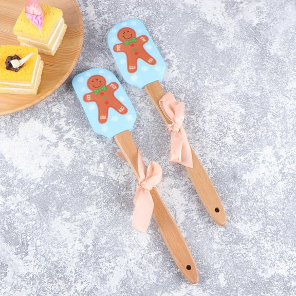 AURARMLET 2Pcs Gingerbread Man Shape Silicone Spatula For Christmas Baking Turning Cooking Utensil