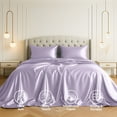 thumbnail image 2 of Satin Sheets King [4-Piece, Lavender] Hotel Luxury Silky Bed Sheets - Extra Soft 1800 Microfiber Sheet Set, Wrinkle, Fade, Stain Resistant - Deep Pocket Fitted Sheet, Flat Sheet, Pillow Cases, 2 of 8