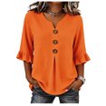 thumbnail image 2 of Women's 3/4 Sleeve V-Neck Plus Size Casual Fashion Blouse Loose Comfortable Top, 2 of 5
