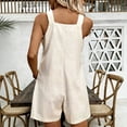 thumbnail image 5 of Guluxicc Women's Linen Romper Square Neck Loose Sleeveless Summer Jumpsuits One Piece Vacation Beach Outfits with Pockets, 5 of 6