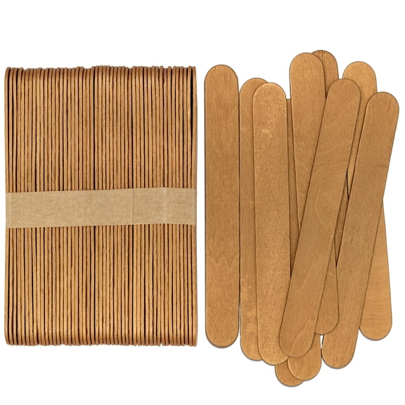 CraftySticks- 50 Pack 6 Inch Gold Metallic Painted Wood Craft Sticks, Jumbo Popsicle Sticks for Crafts, Learning and STEM Basics